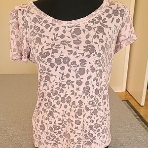 LOFT Pink Fitted Short Sleeve Tee
